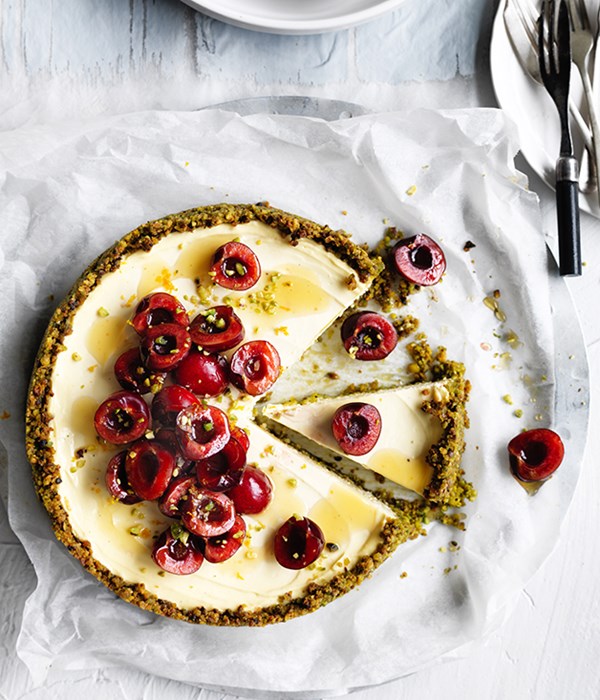 Labne and pistachio cheesecake