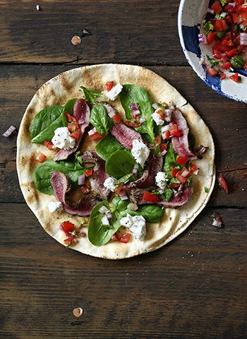Labneh & lamb flatbreads with mint salsa