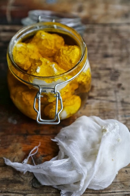 Labneh cheese in oil