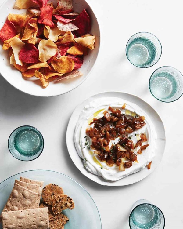 Labneh dip with caramelized onions and fennel
