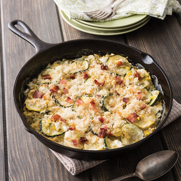 Lady pea, corn, and squash gratin