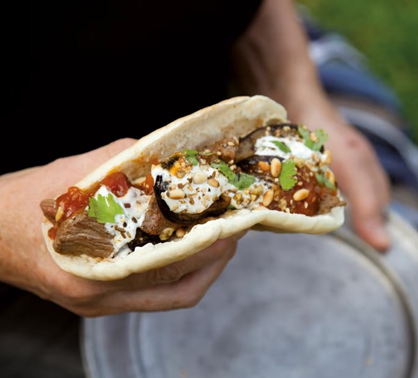 Lamb & eggplant pitas