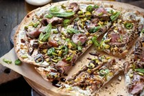 Lamb & pistachio pizza with pomegranate molasses