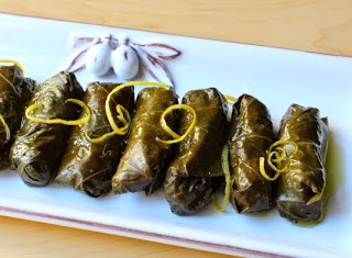 Lamb & rice stuffed grape leaves