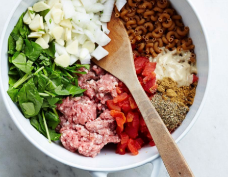 Lamb & spinach one-pot pasta