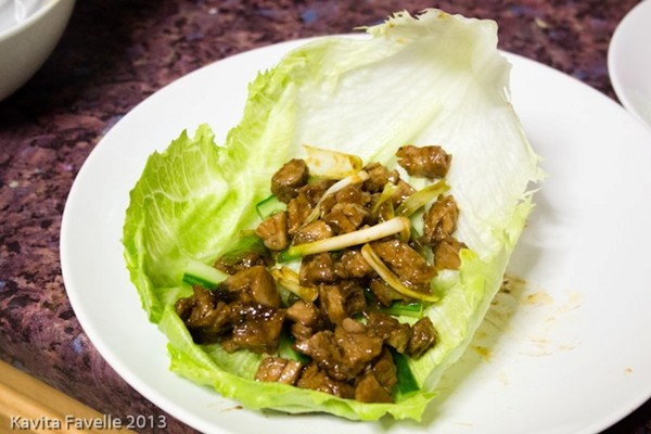 Lamb & spring onion hoisin lettuce wraps