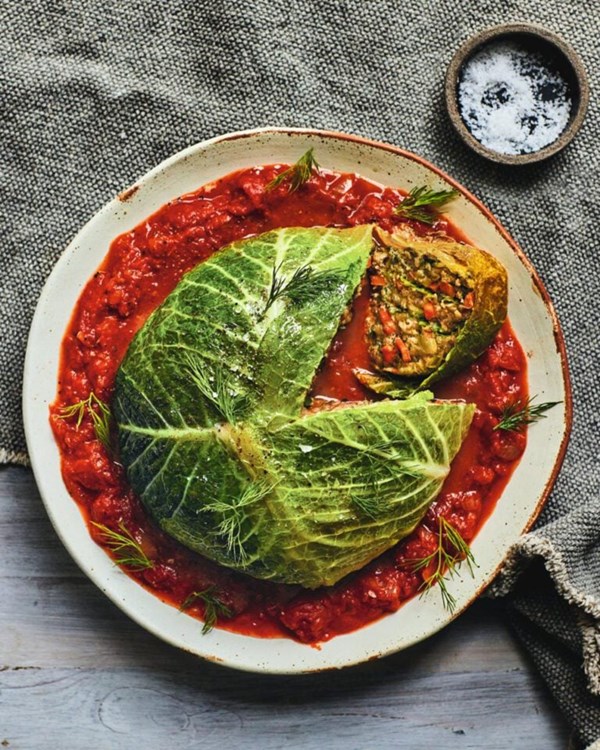 Lamb and buckwheat stuffed cabbage 