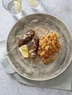 Lamb and chickpea koftas with sesame carrot mash