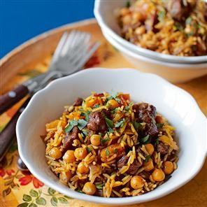 Lamb and chickpea pilaf