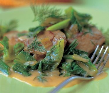 Lamb and cos lettuce casserole