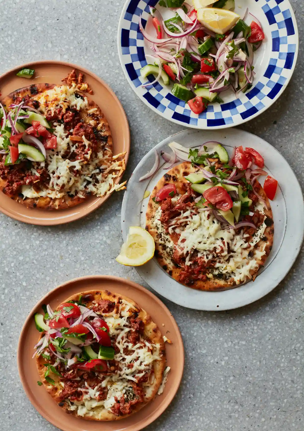 Lamb and halloumi flatbreads