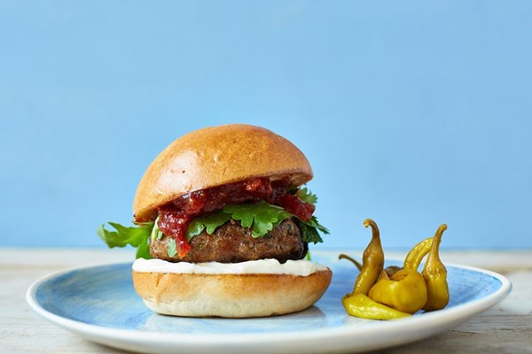 Lamb and harissa burgers