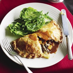 Lamb and kumara pasties with anchovy gravy