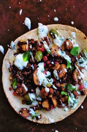Lamb and mushroom flatbreads