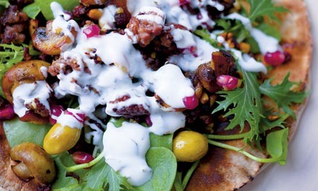 Lamb and mushroom flatbreads