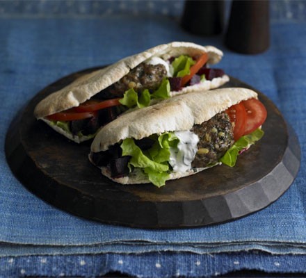 Lamb and pine nut pitas