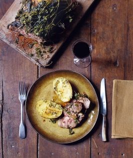 Lamb and potatoes with basil