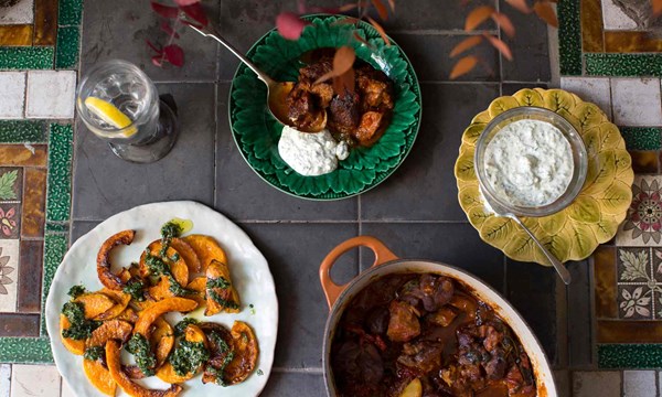 Lamb and quince tagine with herbed yoghurt