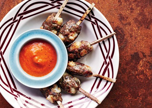 Lamb and shrimp kebabs