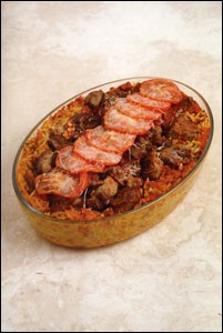 Lamb baked with orzo (Arni giouvetsi me kritharaki)