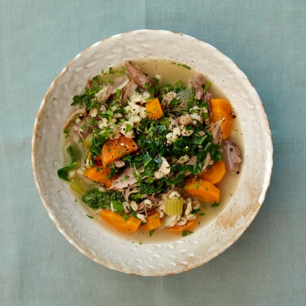 Lamb, barley and kale broth