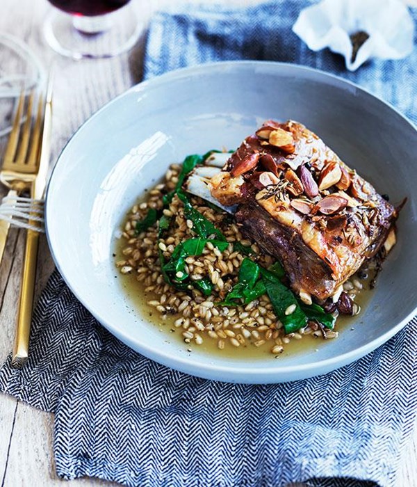 Lamb belly with pearl barley