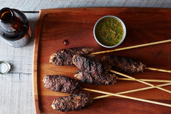 Lamb biftekia with anchovy, sun-dried tomato, and mint