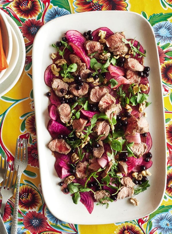 Lamb, blackcurrant and beetroot salad