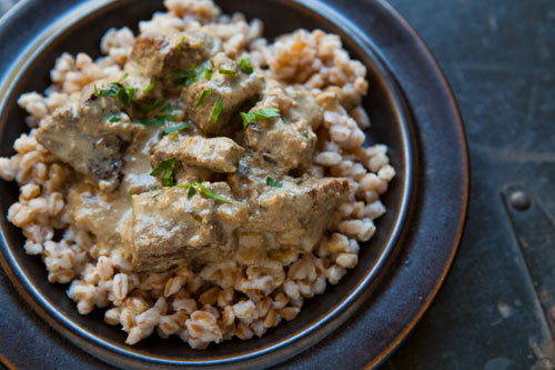Lamb braised in milk with fennel