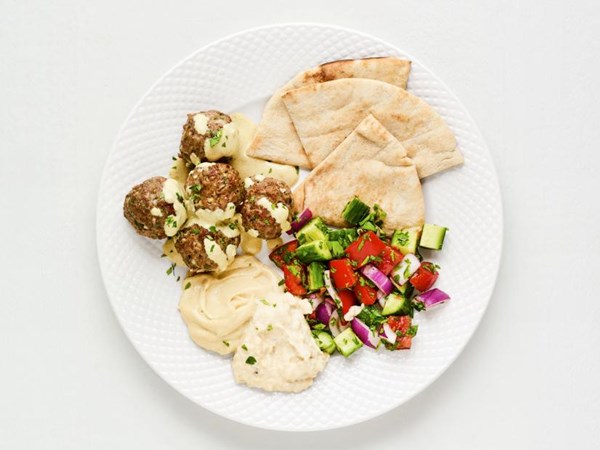 Lamb-bulgur meatball platter 
