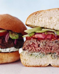 Lamb burgers with cilantro-yogurt sauce