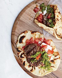 Lamb burgers with green harissa