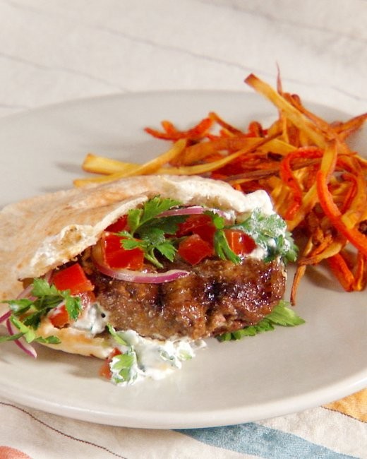 Lamb burgers with tzatziki and parsley salad