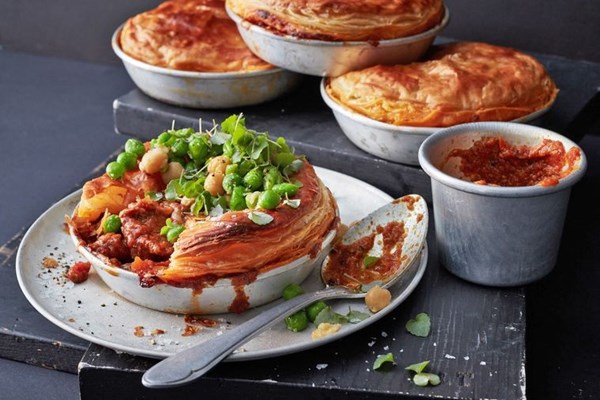 Lamb, carrot & harissa pies
