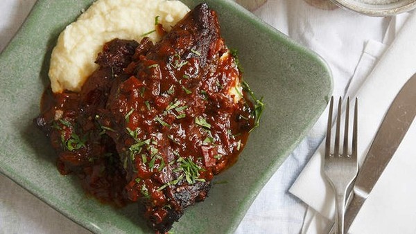 Lamb chilindron with celeriac puree