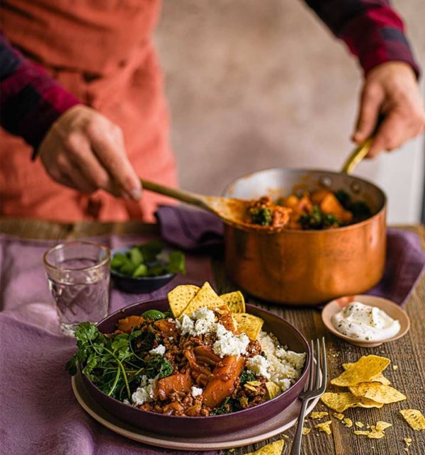 Lamb chilli with squash and kale