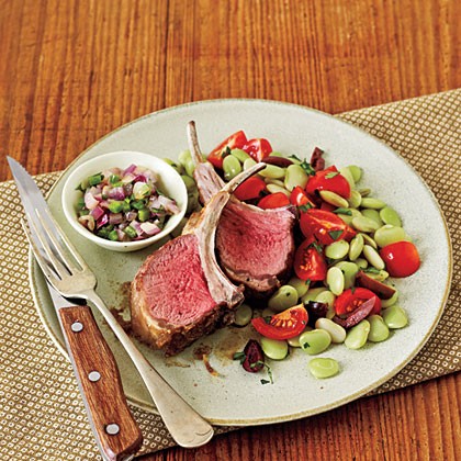 Lamb chops and cilantro relish