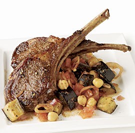 Lamb chops and eggplant with Indian spices