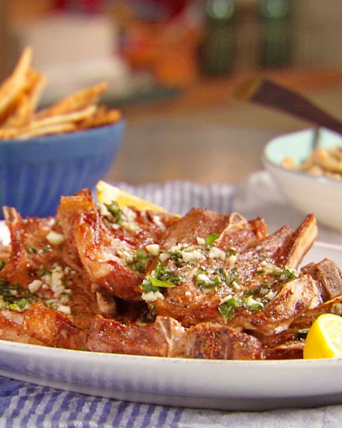 Lamb chops bathed in Greek herbs