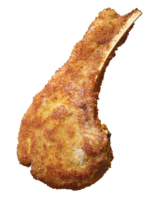 Lamb chops fried in Parmesan butter