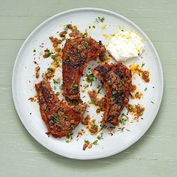 Lamb chops with anchovy butter