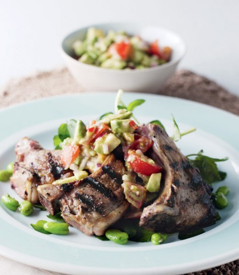 Lamb chops with avocado salsa