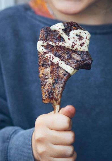 Lamb chops with cumin and sumac with tahini sauce