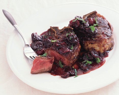 Lamb chops with dried cherries and Port