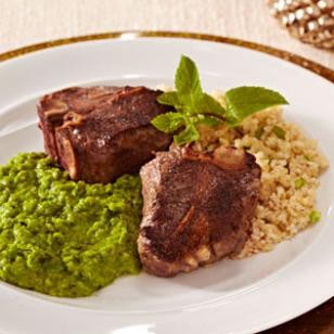 Lamb chops with mashed peas & mint
