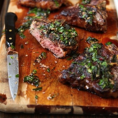 Lamb chops with mint salsa verde 