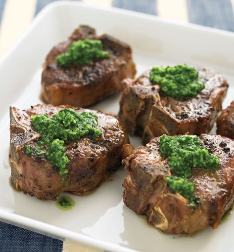 Lamb chops with parsley pesto