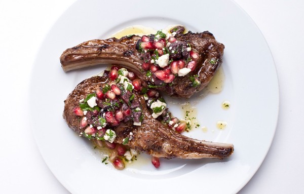 Lamb chops with pomegranate relish
