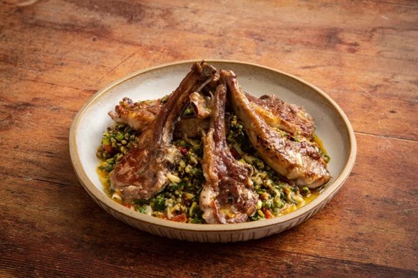 Lamb chops with roasted tomato and freekeh tabbouleh