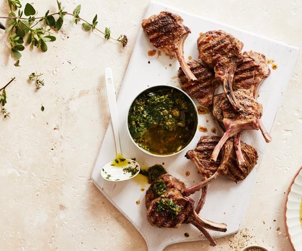 Lamb cutlets with salsa verde